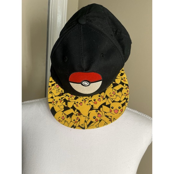 Pokemon Pikachu‎ Snapback Hat Cap YOUTH Black  Yellow 2016 Licensed Boys - Picture 1 of 2